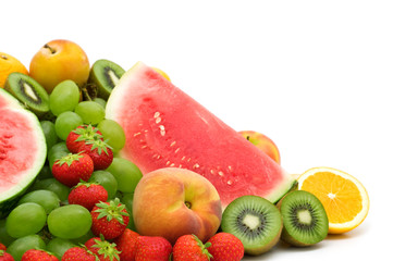 fresh fruits on white background