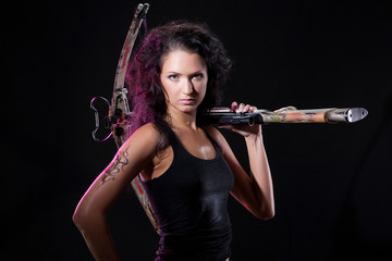 Fototapeta premium Woman With Arbalest