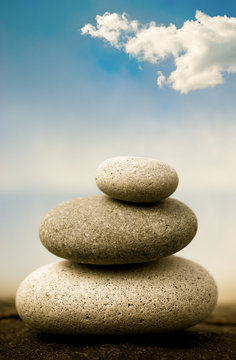 pebbles stacked, zen image symbol of feng shui, stone pile