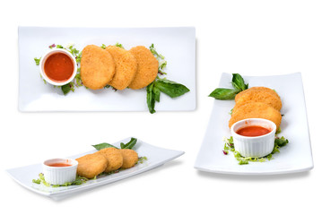 spicy cheese cakes with sauce on the plate