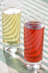 Glasses with fresh juice