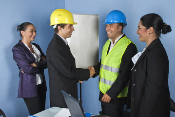 Handshake architects  happy team