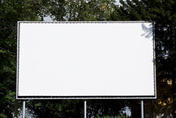 Empty billboard on background wood