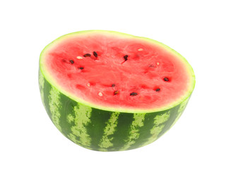 Half of ripe watermelon , isolated on white