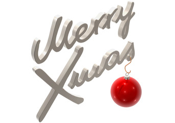 merry xmas with a red christmas tree ball