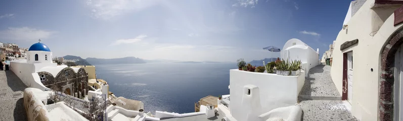 Schapenvacht deken met foto Santorini Ja, panorama