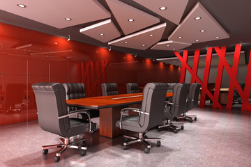 3d rendering interior of a modern meeting room