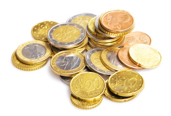 Euro coins isolated on white