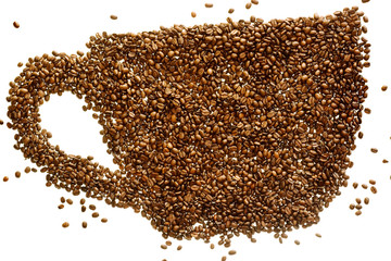 Coffee Beans (like a coffee mug) isolated on white.