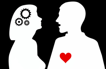 silhouette of woman and man