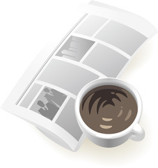 Newspaper and cup of coffee