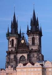 Fototapeta na wymiar Tynsky church in Prague, Czech republic..