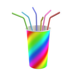 paper cup with color straws