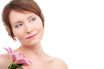 Healthy woman with flower
