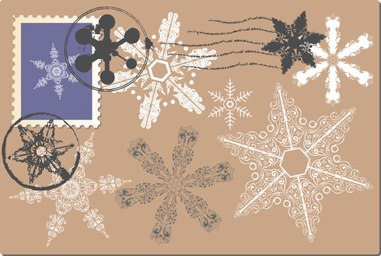 snowflakes postage set