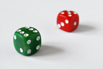 red and green dice