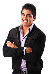 Isolated Smiling Young Man with Arms Crossed