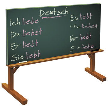 Tableau noir et cours d'allemand (détouré)