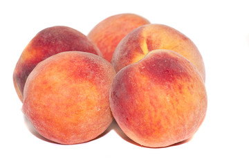 Five Peaches on White