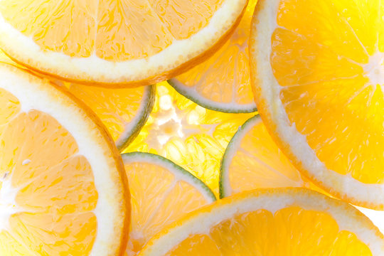 Citrus fruit backlit
