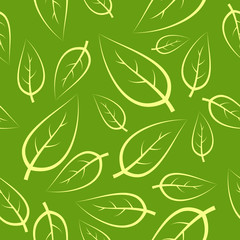 Fresh green leafs seamless pattern