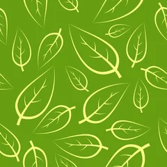 Behang Verse groene bladeren naadloos patroon © Petr Vaclavek