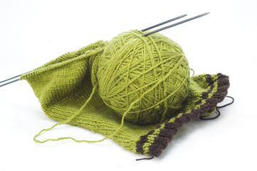 knitting and ball of yarn