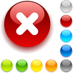 Cross  shiny button. Vector illustration