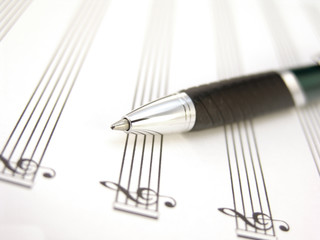 Naklejka premium sheet music with pen