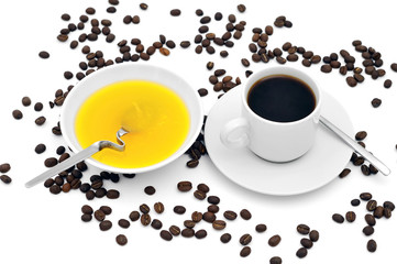 Coffee cup and honey bowl (above)