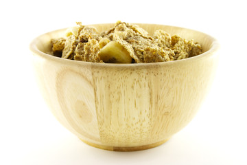 Bran Flakes in a Woodden Bowl