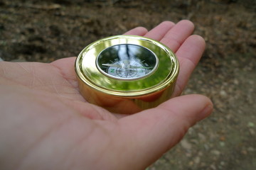 Compass on a palm