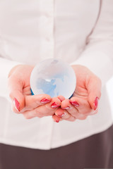 businesswoman with a globe