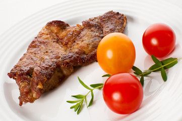 Grilled meat and vegetables