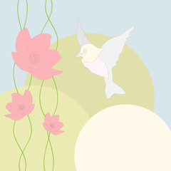 blanching bird and flowers