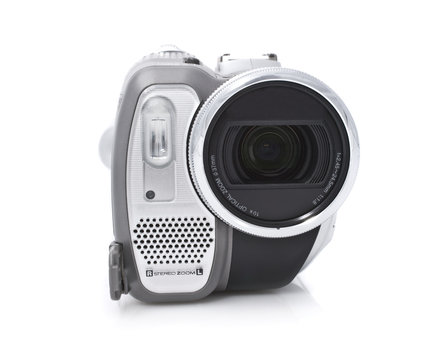 Digital camcorder isolated on white background