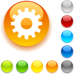 Gear shiny button. Vector illustration