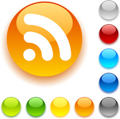 Rss  shiny button. Vector illustration