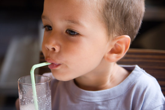 Boy Is Drinking Milk Shake