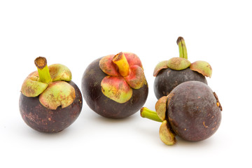 Mangosteen over white background