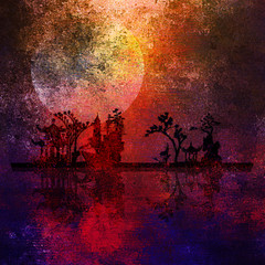 Asia Landscape Textured Painting