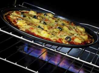 Pizza in the oven