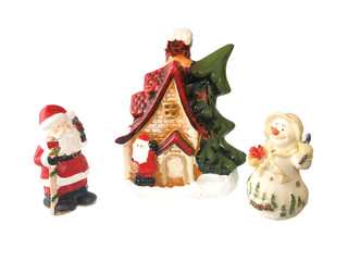 Christmas figures and porcelain house
