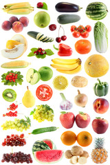 set fruit, vegetables isolated