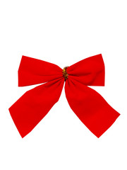 red New Year's bow on a white background