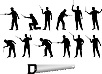 man with saw illustrations