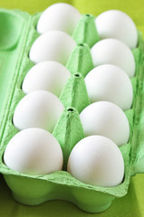 Chicken eggs in box
