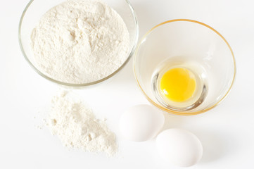 Chicken eggs and flour