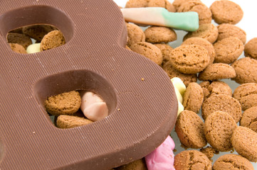 Chocolate letter with dutch pepernoten