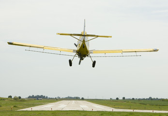 Crop duster prepares to land